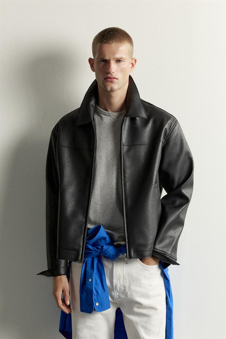 Chaqueta de efecto cuero de ajuste regular 2