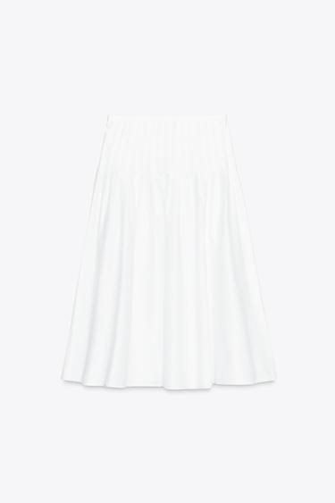 PLEATED MIDI SKIRT - White by Zara - Image 7
