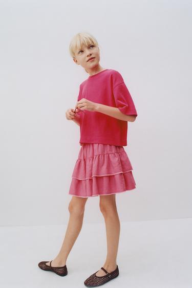 RUFFLED BERMUDA SKORT LINEN BLEND - Light fuchsia by Zara
