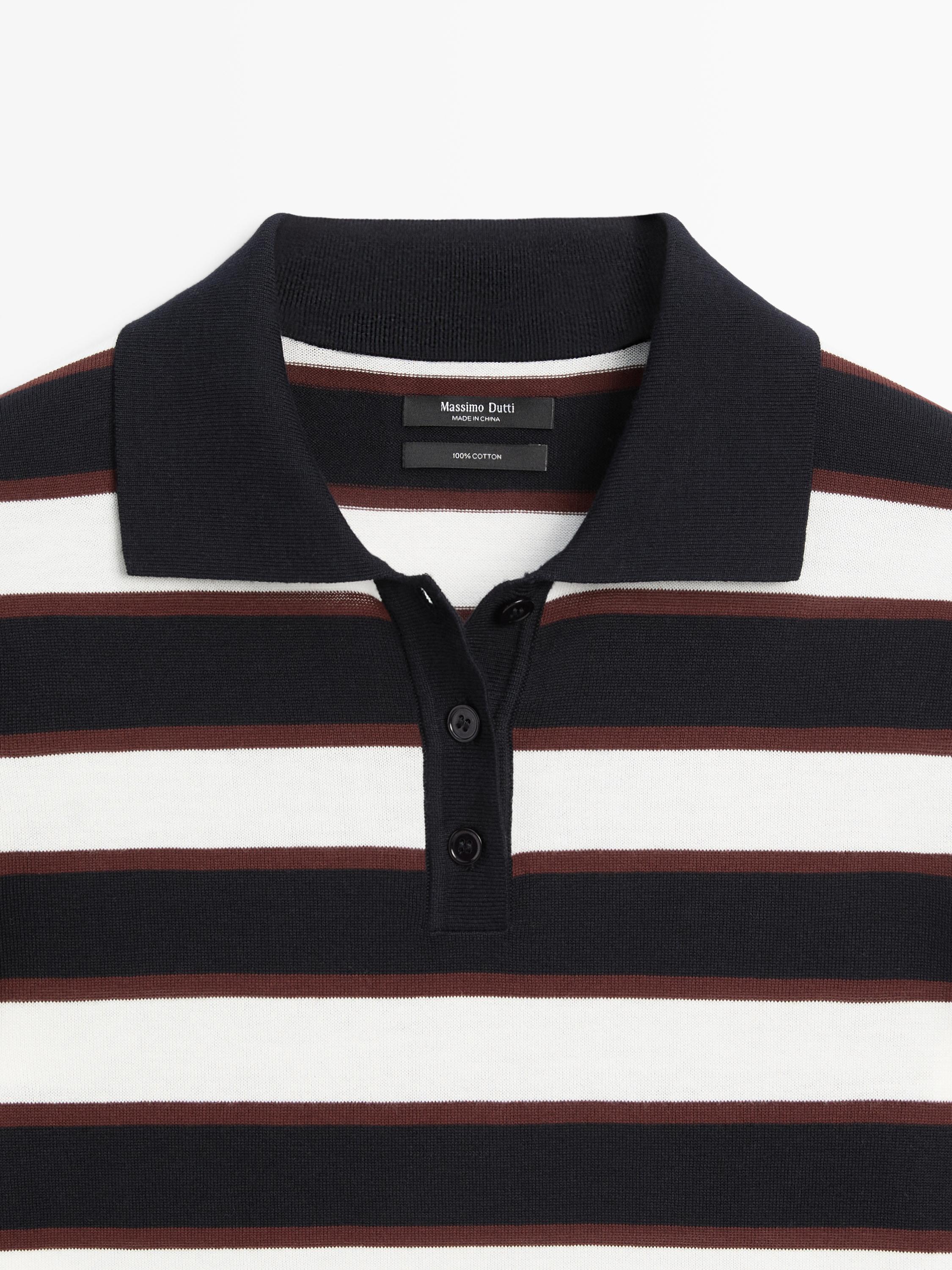 Striped knit polo sweater