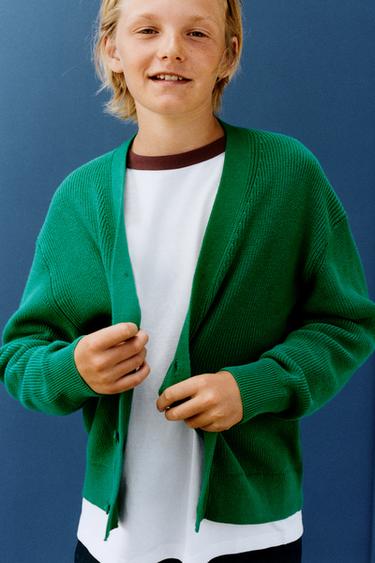 PURL KNIT CARDIGAN - Green by Zara