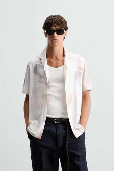 CAMISA ELÁSTICA ESTAMPADO ABSTRACTO - Beige de Zara