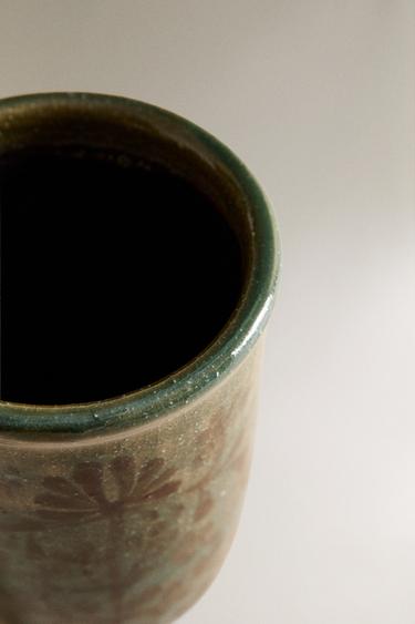 FLORAL CERAMIC TOOTHBRUSH HOLDER - Greens by Zara - Image 2