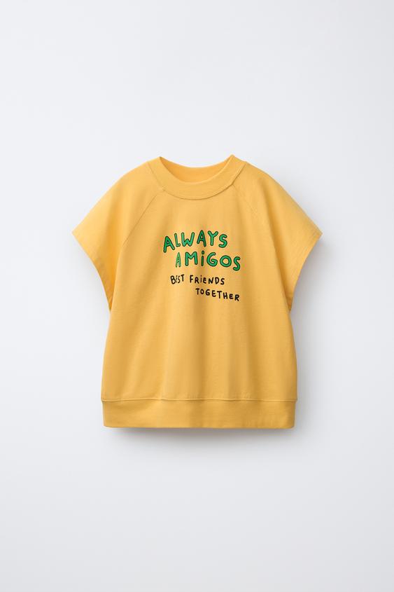 CAMISETA COM MENSAGEM ESTAMPADA - Amarelo-pastel da Zara - Imagem 0