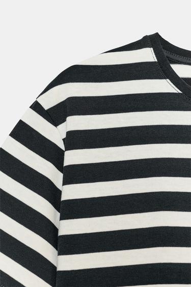 ZA STRIPED T-SHIRT - Navy blue by Zara - Image 5