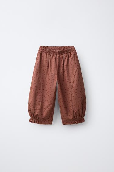 PANTALÓN BOMBACHO FLORES - Rosado de Zara - Imagen 0