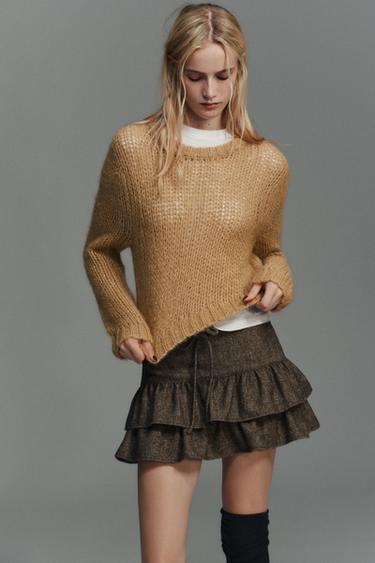 Zara BRUSHED EFFECT KNIT JUMPER - taupe brown