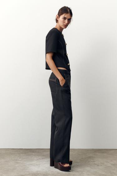 CONTRAST STITCH SHORT SLEEVE BLAZER - Black by Zara - Image 2