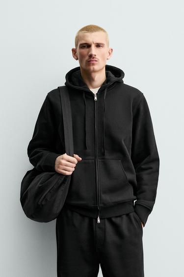 HEAVYWEIGHT HOODED ZIP-UP SWEATSHIRT ORIGINS - Black by Zara