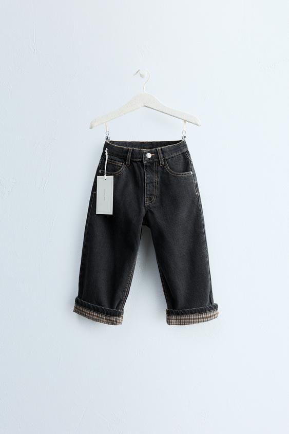 Zaras Zara TIMELESS – RAKA JEANS MED RUTIGT MÖNSTER - Svart - Bild 0