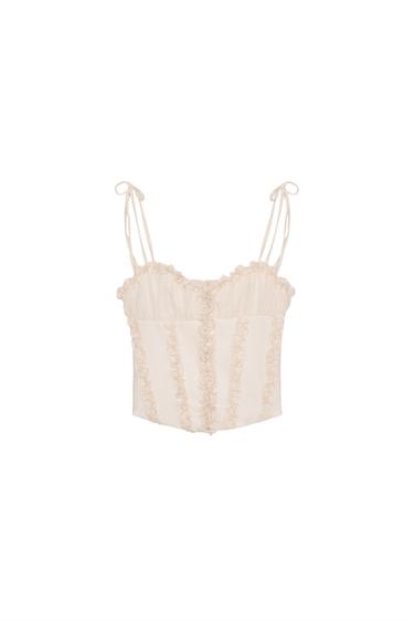 CORSETRY-INSPIRED TOP WITH RUFFLES
