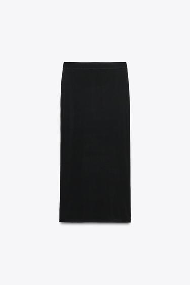 STRAIGHT PLAIN KNIT SKIRT - Black by Zara - Image 4