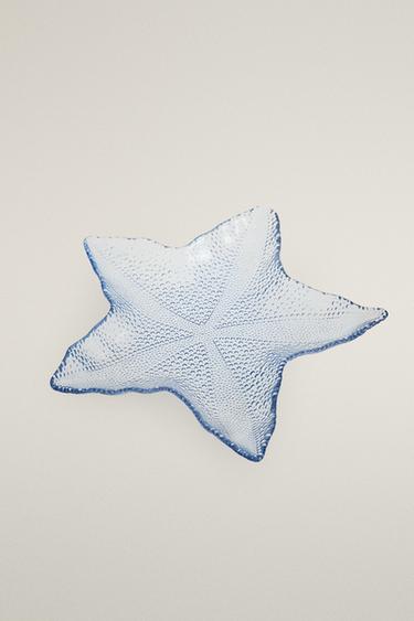 STARFISH GLASS SERVING DISH — Light blue 2