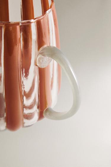 STRIPED GLASS JUG WITH CONTRAST HANDLE - Brown by Zara - Image 2