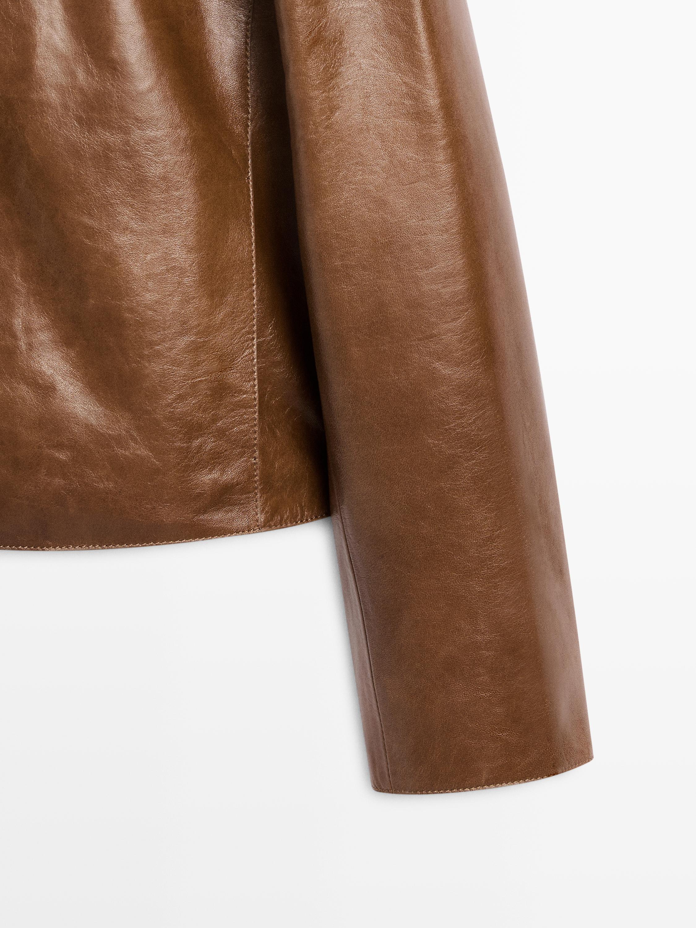 Veste courte en cuir nappa