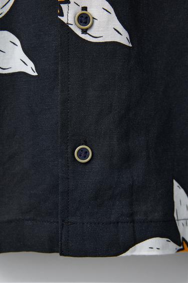 CHEMISE IMPRIMÉE FLEURS ET INSCRIPTION - Noir de Zara - Image 3
