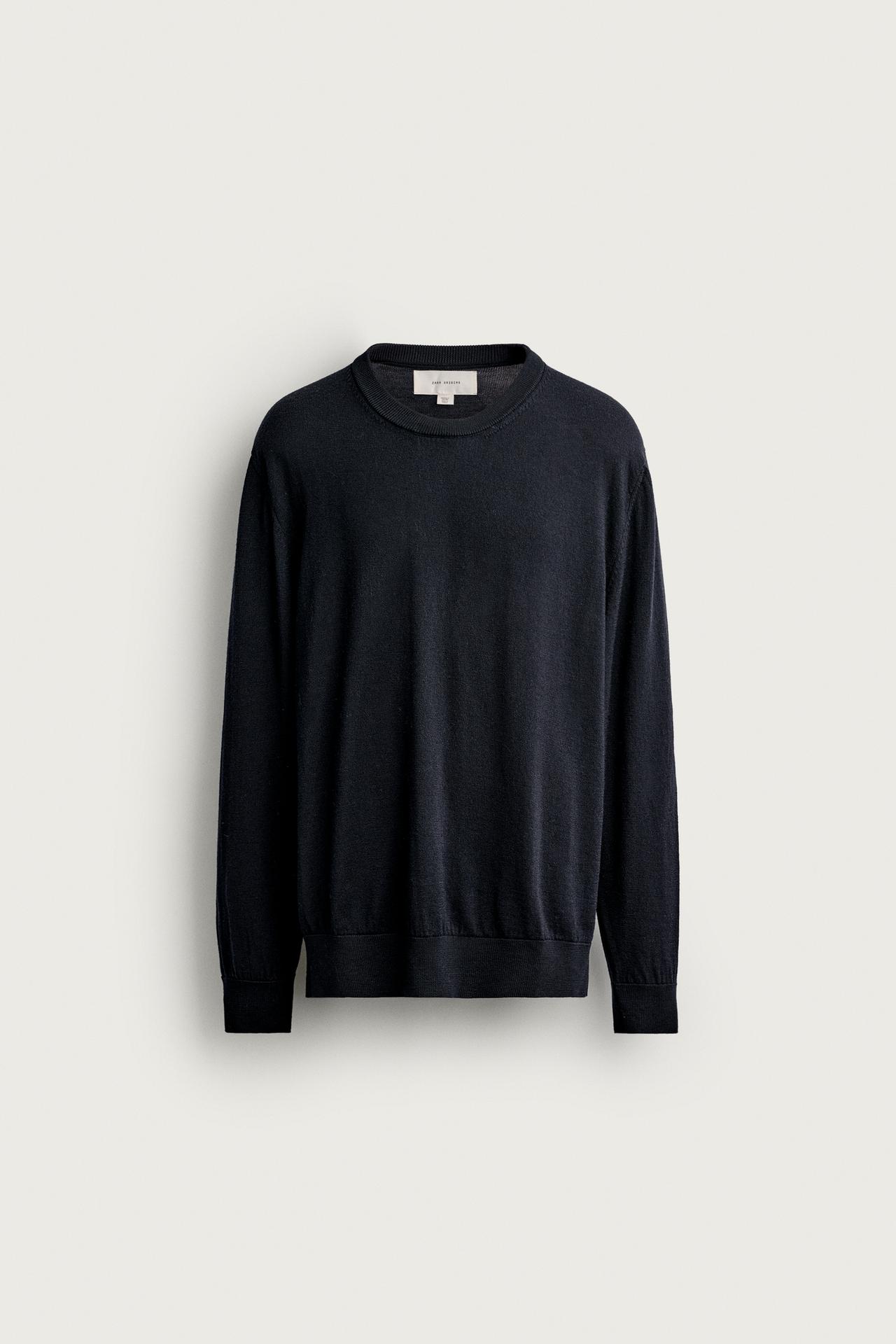 100% WOOL REGULAR FIT JUMPER — Navy blue