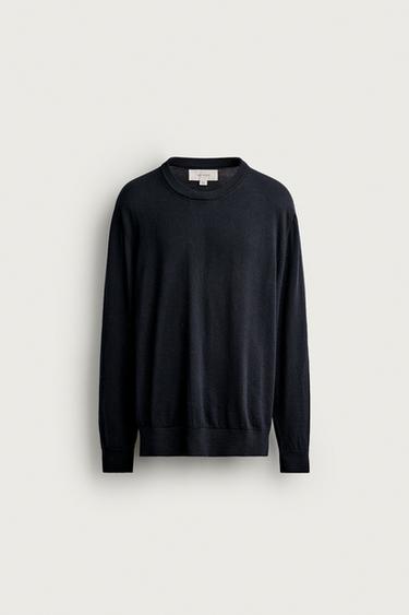 100% WOOL REGULAR FIT JUMPER — Navy blue 1