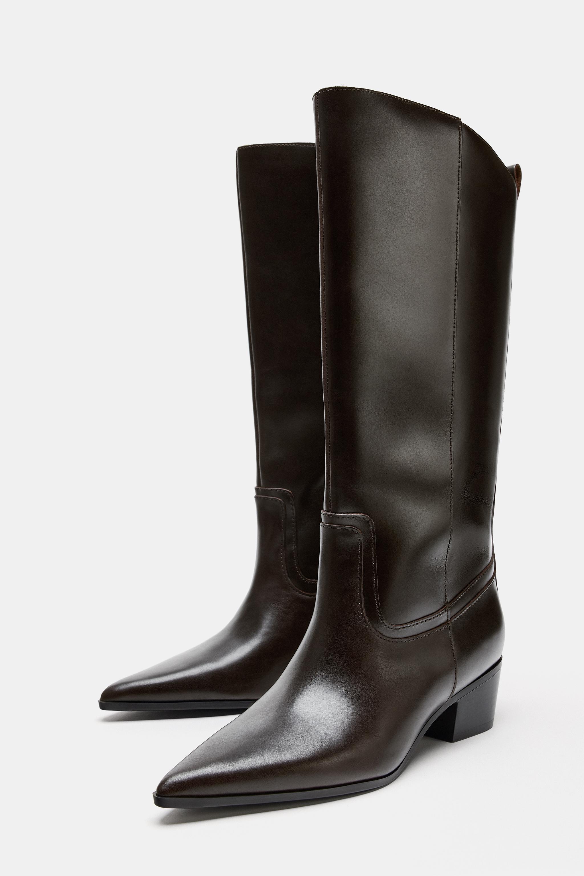 LEATHER COWBOY HEELED BOOTS