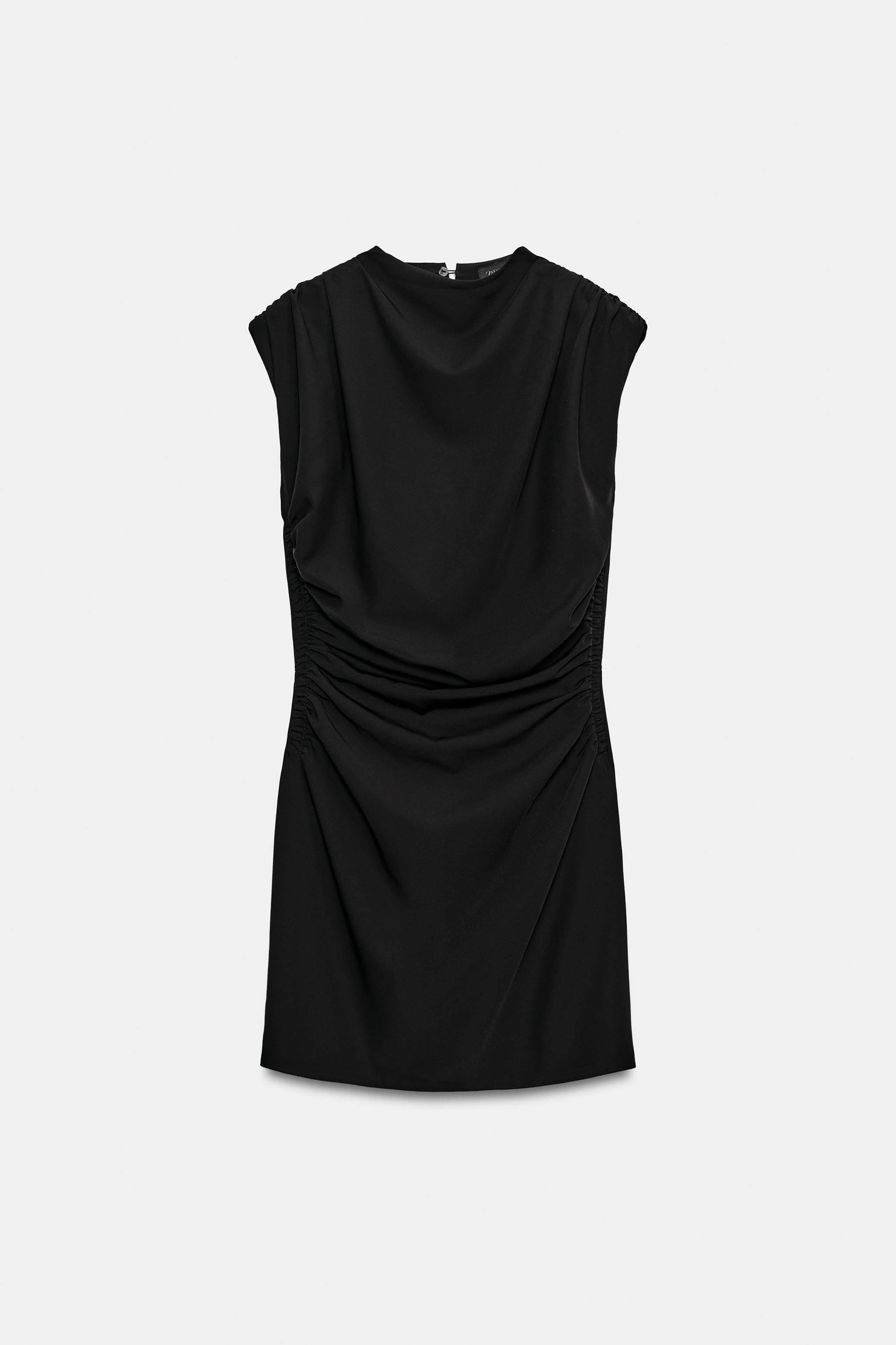 DRAPED MINI DRESS WITH SHOULDER PADS