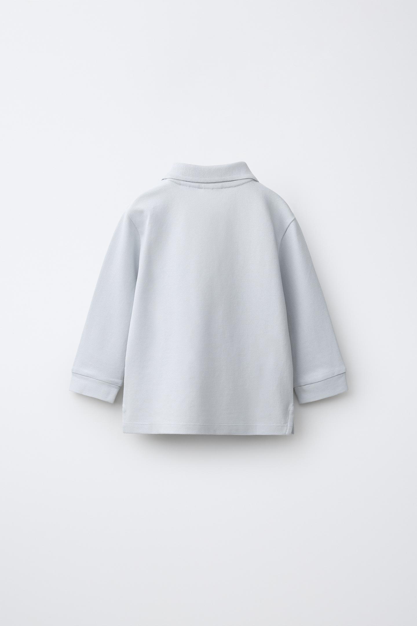 Детское поло Zara Solid PiquÉ Polo Shirt, цвет: Светлый синий — фото 2