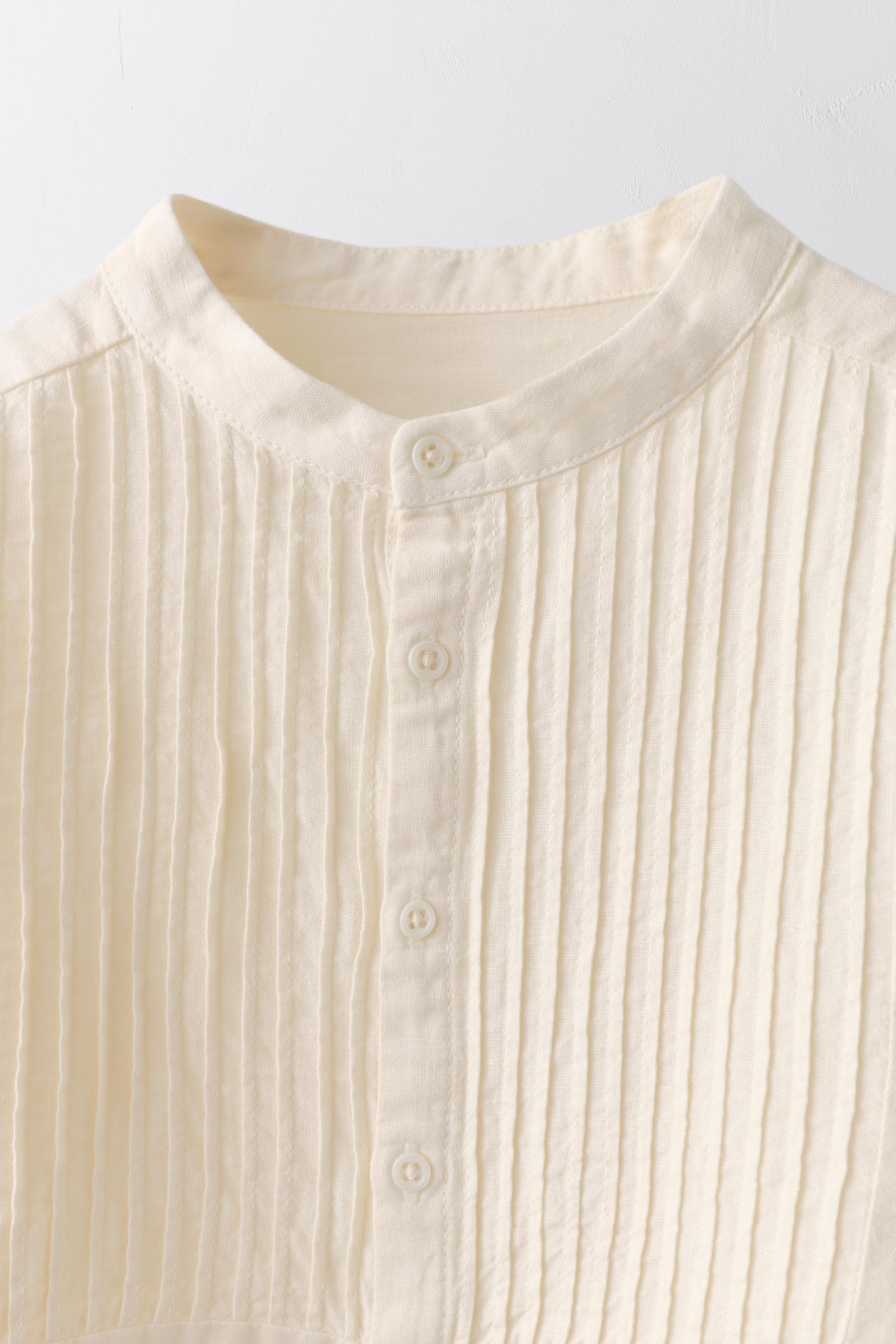 2-5 YEARS/ PLEATED COTTON LINEN BLOUSE LIMITED EDITION