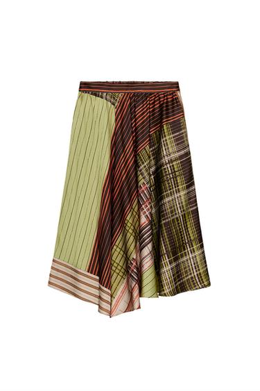 FALDA MIDI ESTAMPADA ASIMÉTRICA - Multicolor de Zara