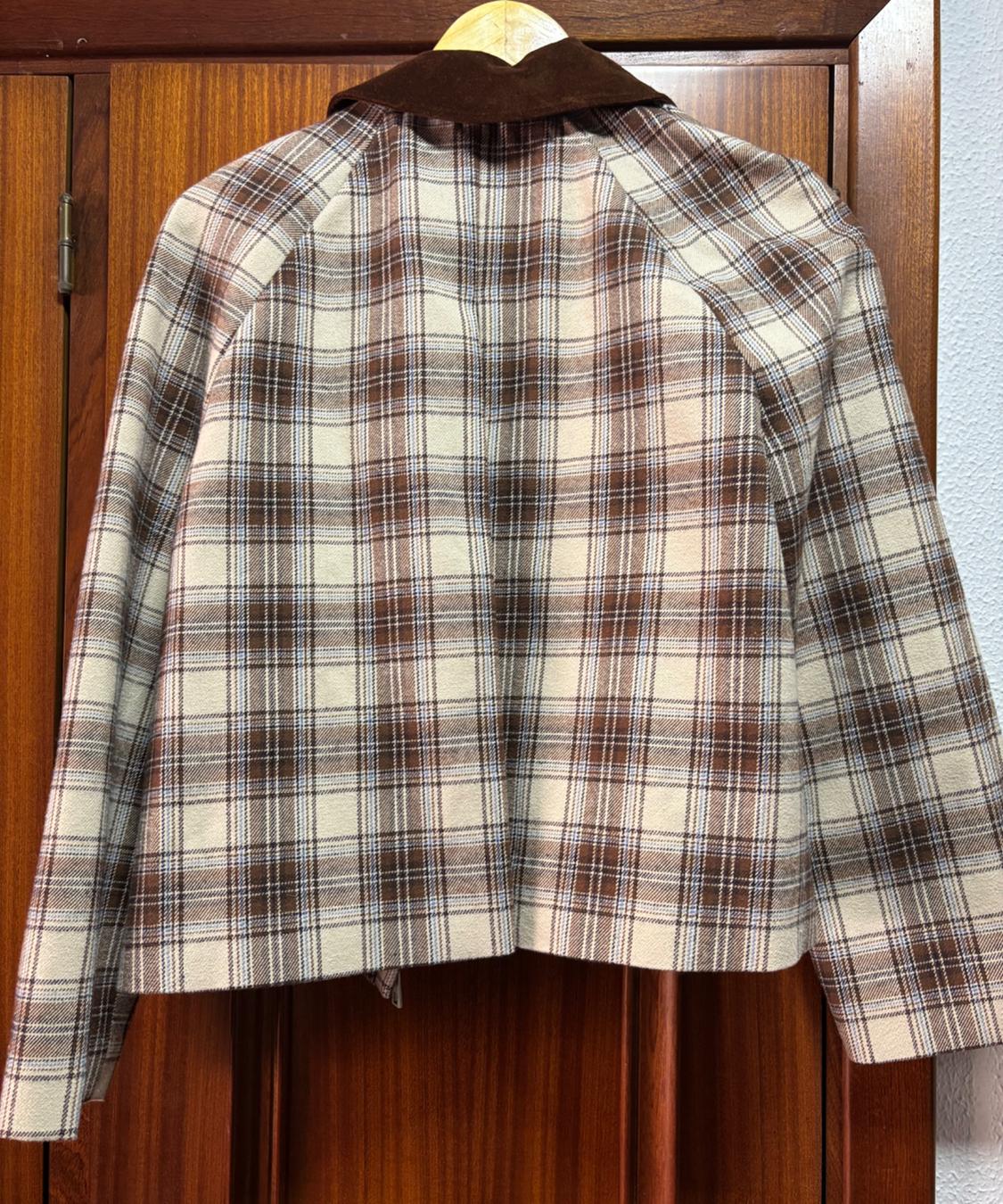 CHAQUETA DE CUADROS ESTILO BRITISH CON CUELLO DE PANA MARRÓN - Image 2