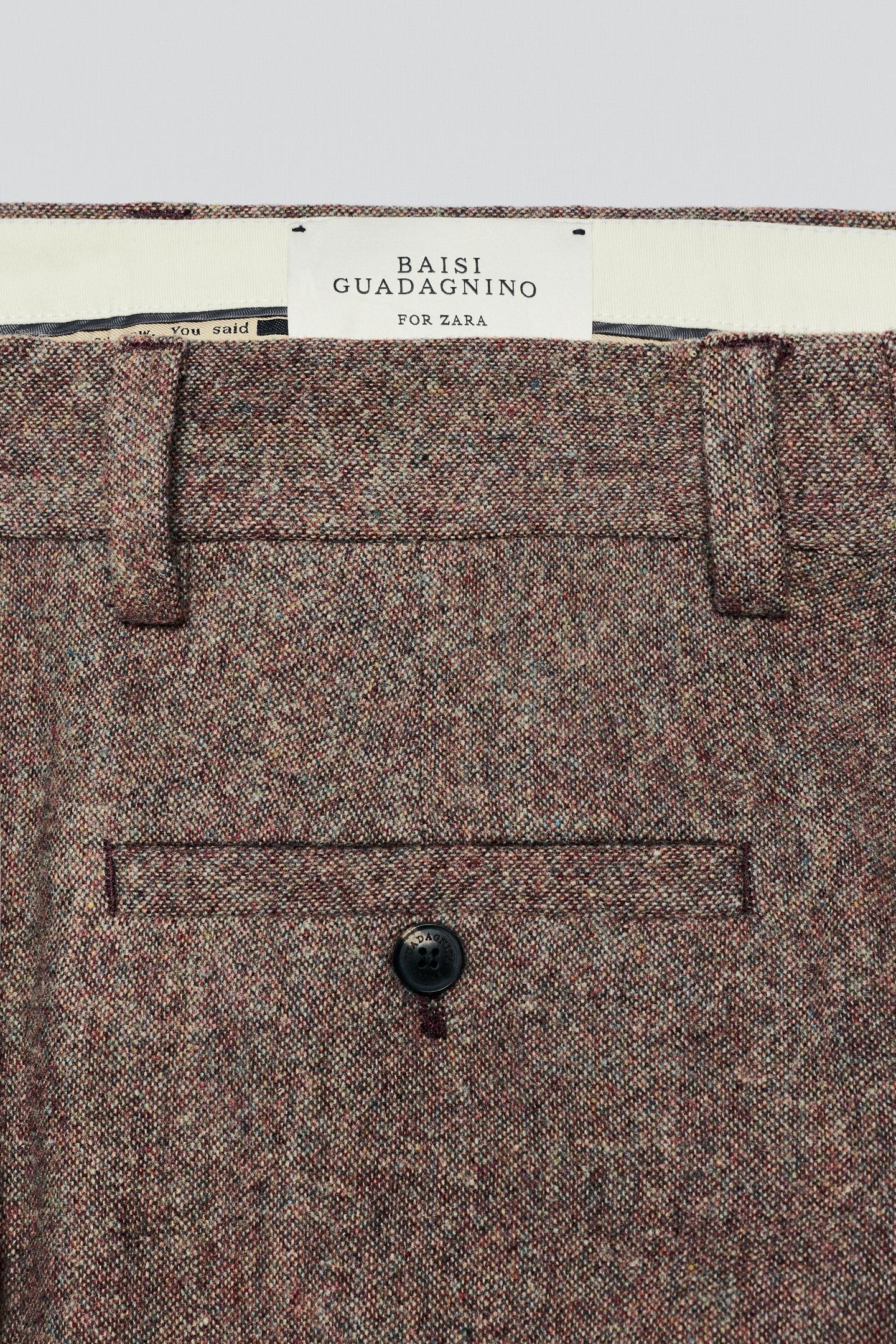 Мужские брюки Zara 100% Wool Suit, цвет: Бордовый — фото 4