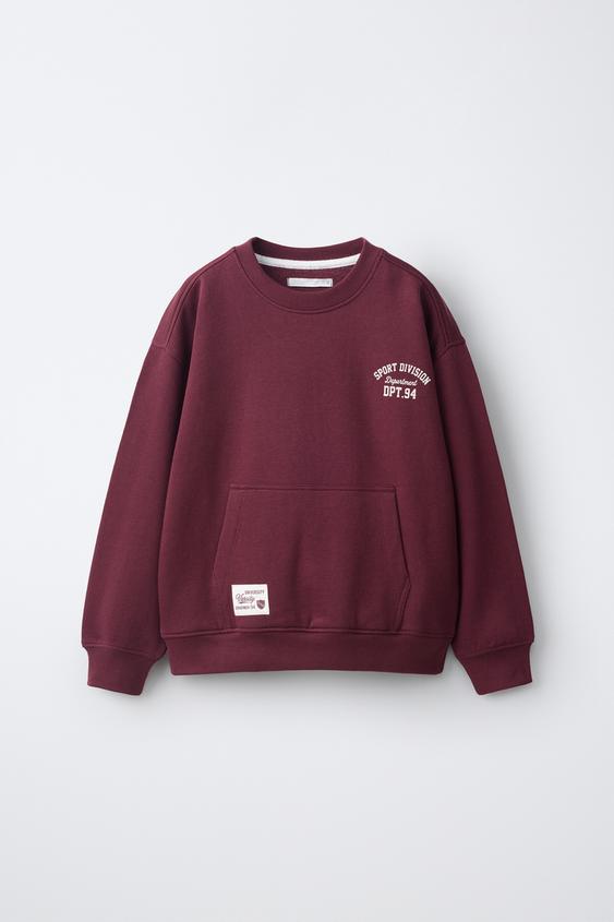 VARSITY POCKET SWEATSHIRT - Burgundy by Zara - Image 0