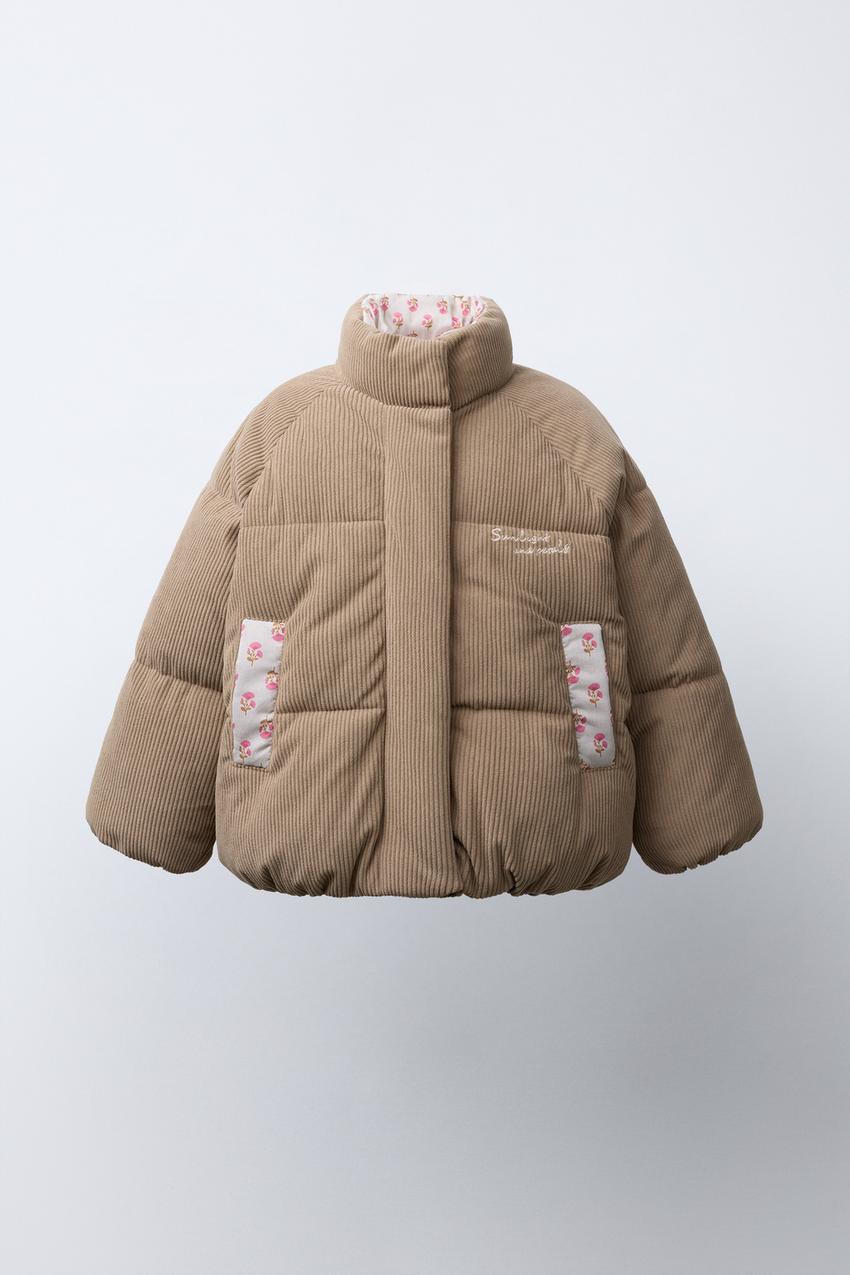 パッチワークコーデュロイパフジャケット - ゴールデンブラウン | ZARA