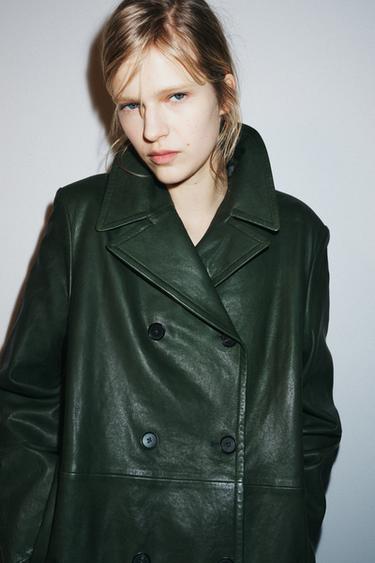 DOUBLE-BREASTED LEATHER BLAZER ZW COLLECTION LIMITED EDITION - Bottle green by Zara - Image 1