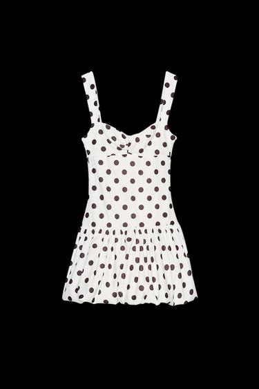 Zara POLKA DOT BALLOON DRESS - White - Image 0