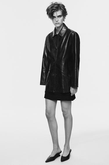 Blouson en cuir nappa - Marron de Zara