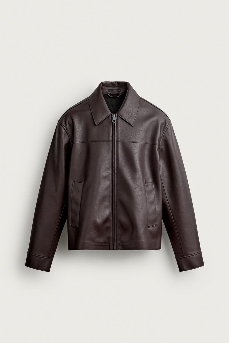 Chaqueta de efecto cuero de ajuste regular 8