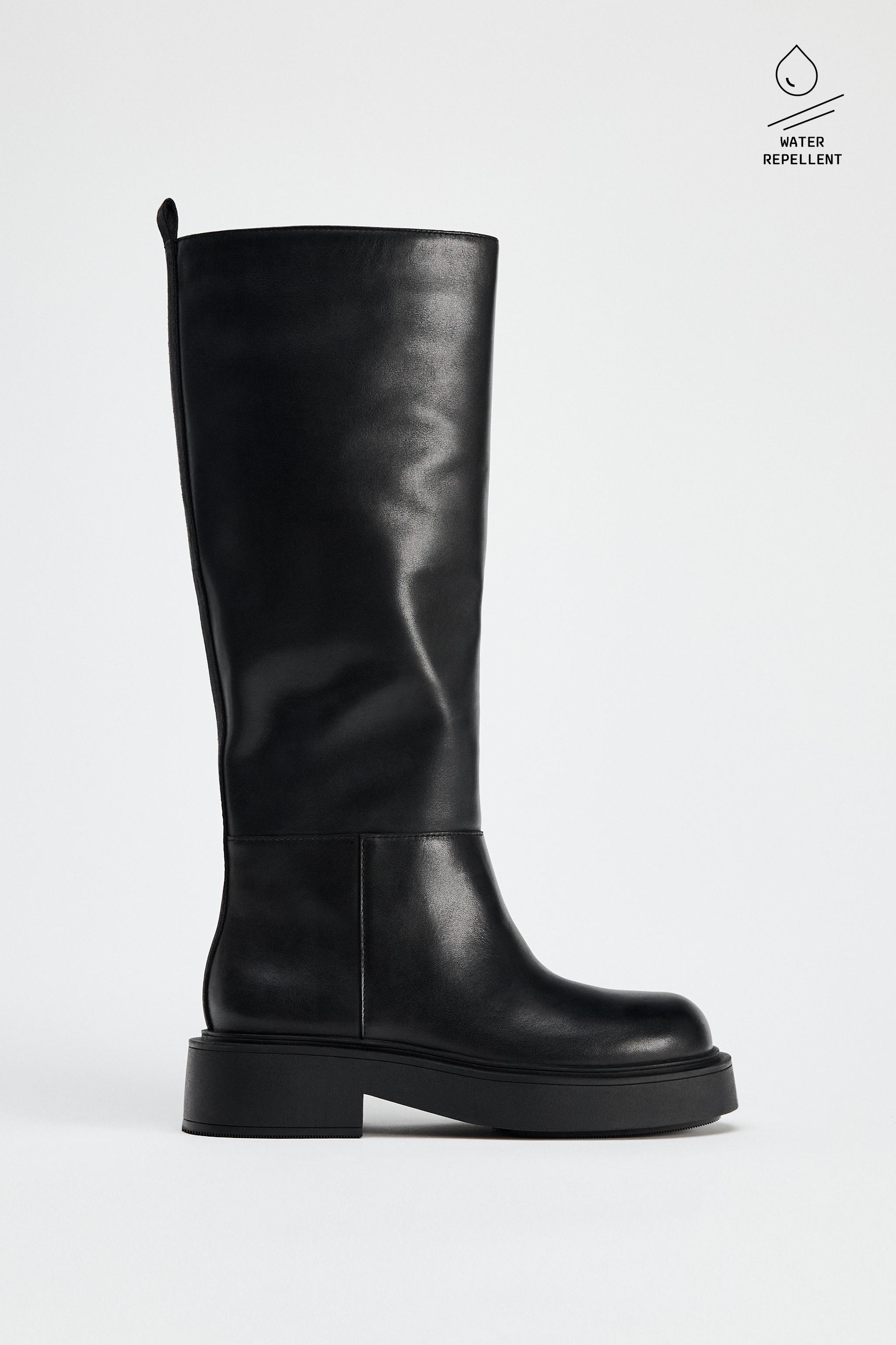 BOTTES HAUTES DOUBLURE INTERIEURE CUIR Noir ZARA France