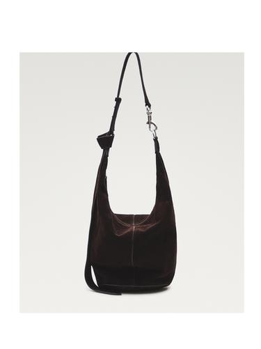 Zara Split suede leather bucket bag - Chocolate