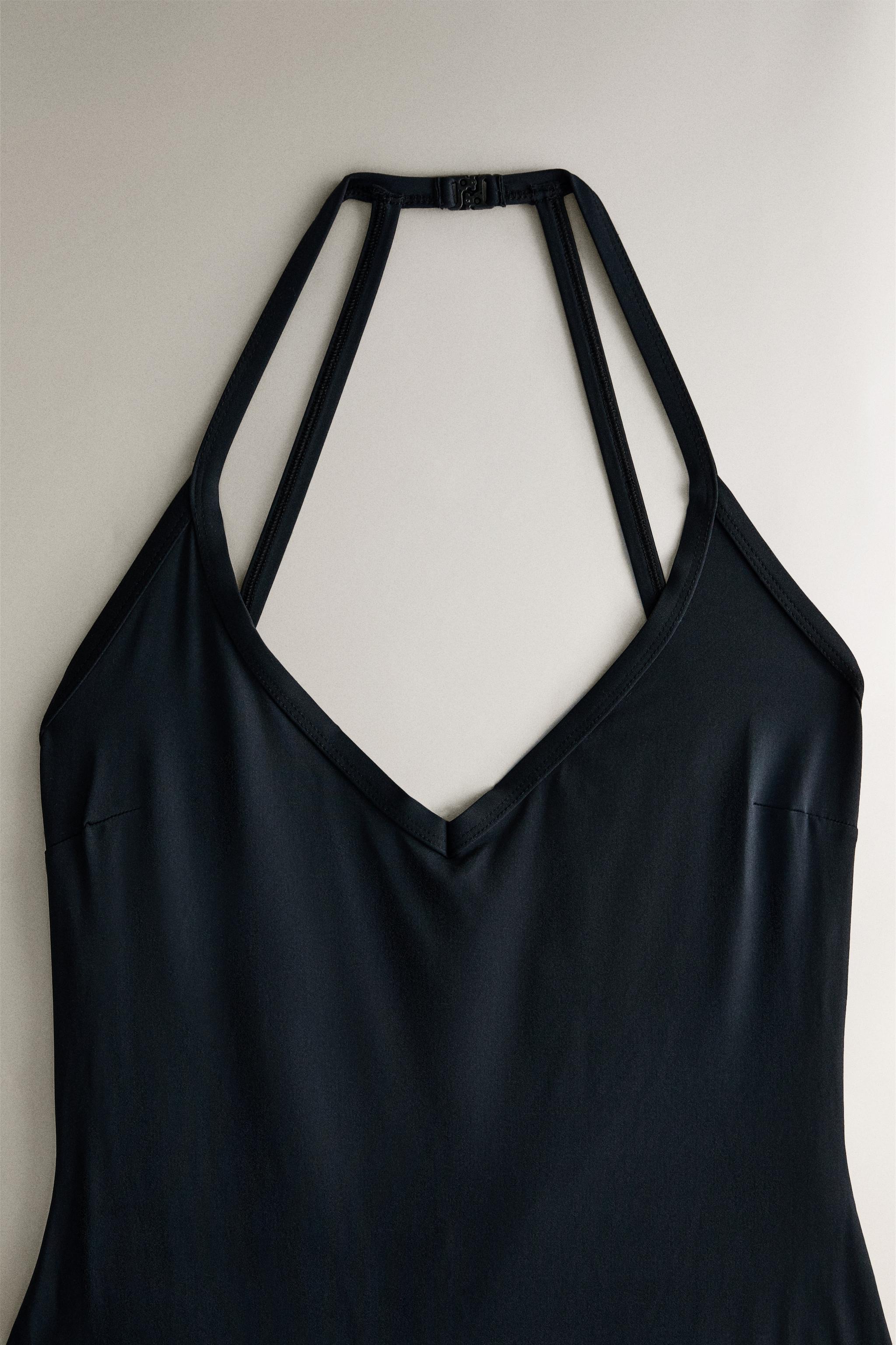 PLAIN BEACH SWIMSUIT WITH STRAPS AT THE BACK