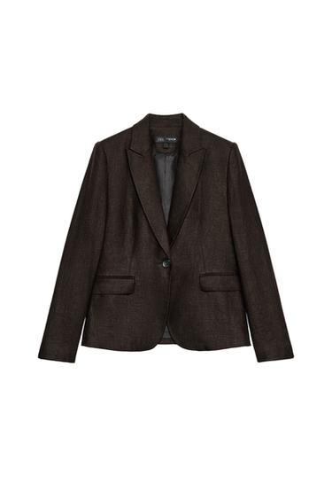 BLAZER BÁSICA CON LINO - Chocolate de Zara
