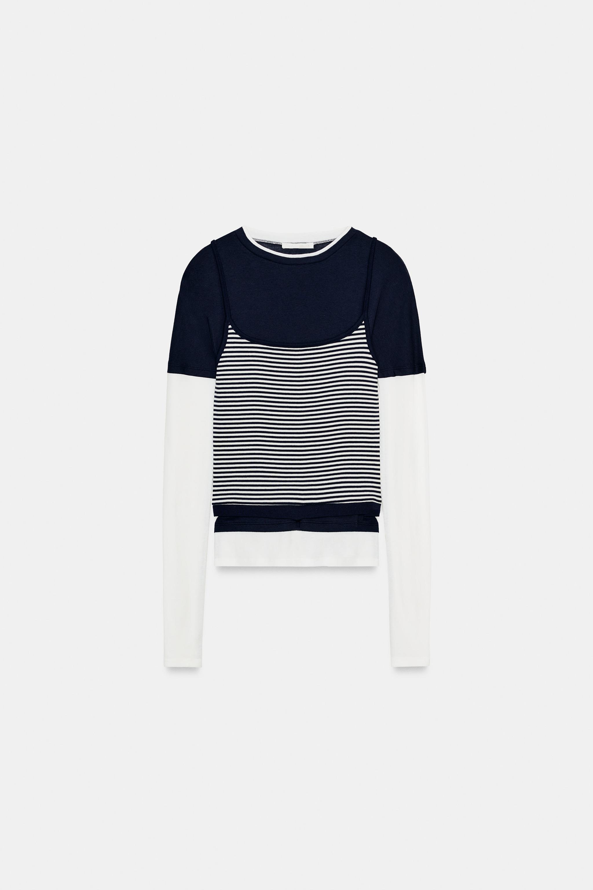 T-SHIRT EFFET TRIPLE RAYURES