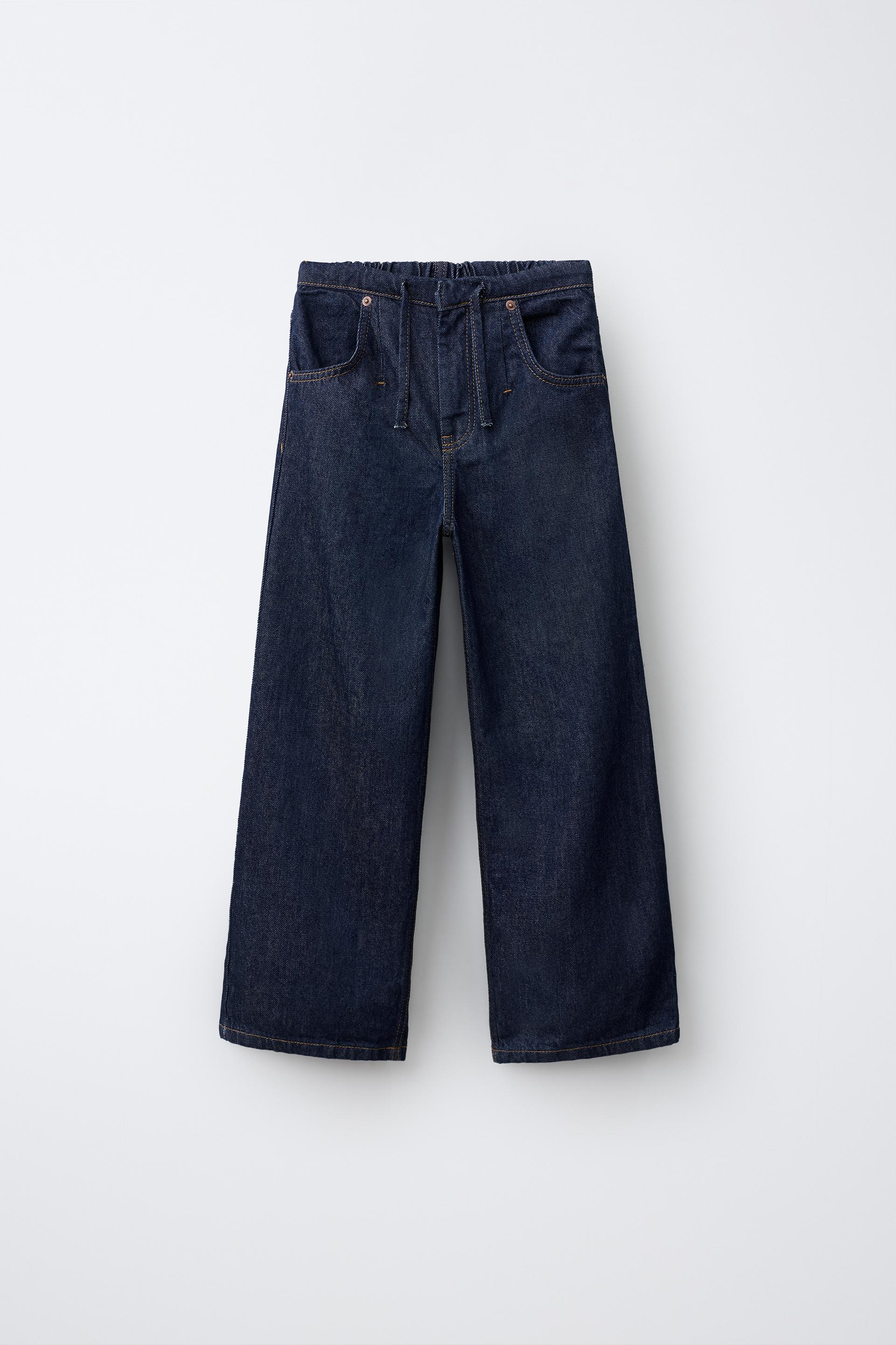 Elasticated Waist Wide-Leg Jeans