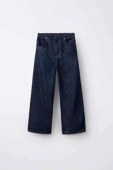 JEANS WIDE LEG CINTURA ELÁSTICA - Azul tinta de Zara