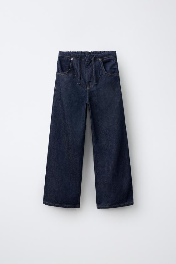 JEANS WIDE LEG CINTURA ELÁSTICA - Azul tinta de Zara - Imagen 0