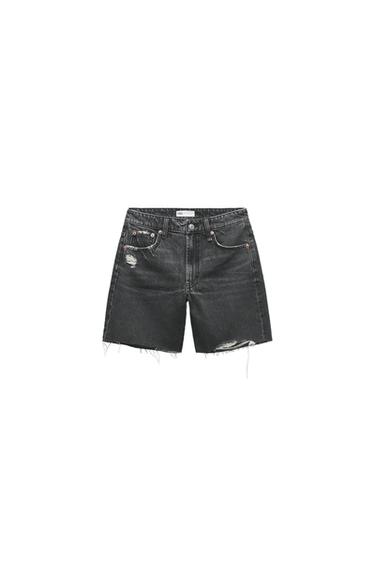 LOOSE FIT DENIM TRF BERMUDA SHORTS