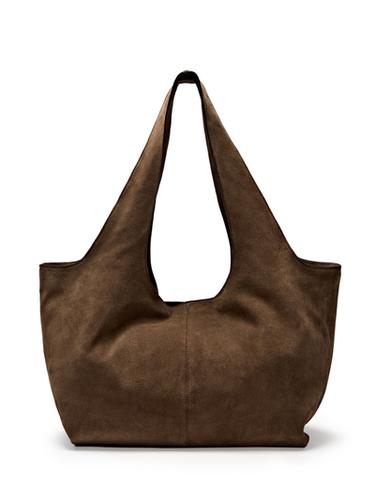 Zara Split leather maxi tote bag - Butter