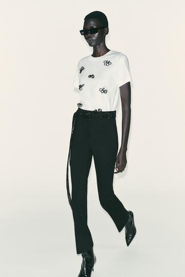 T-SHIRT LACETS BIJOUX - Blanc de Zara - Image 3