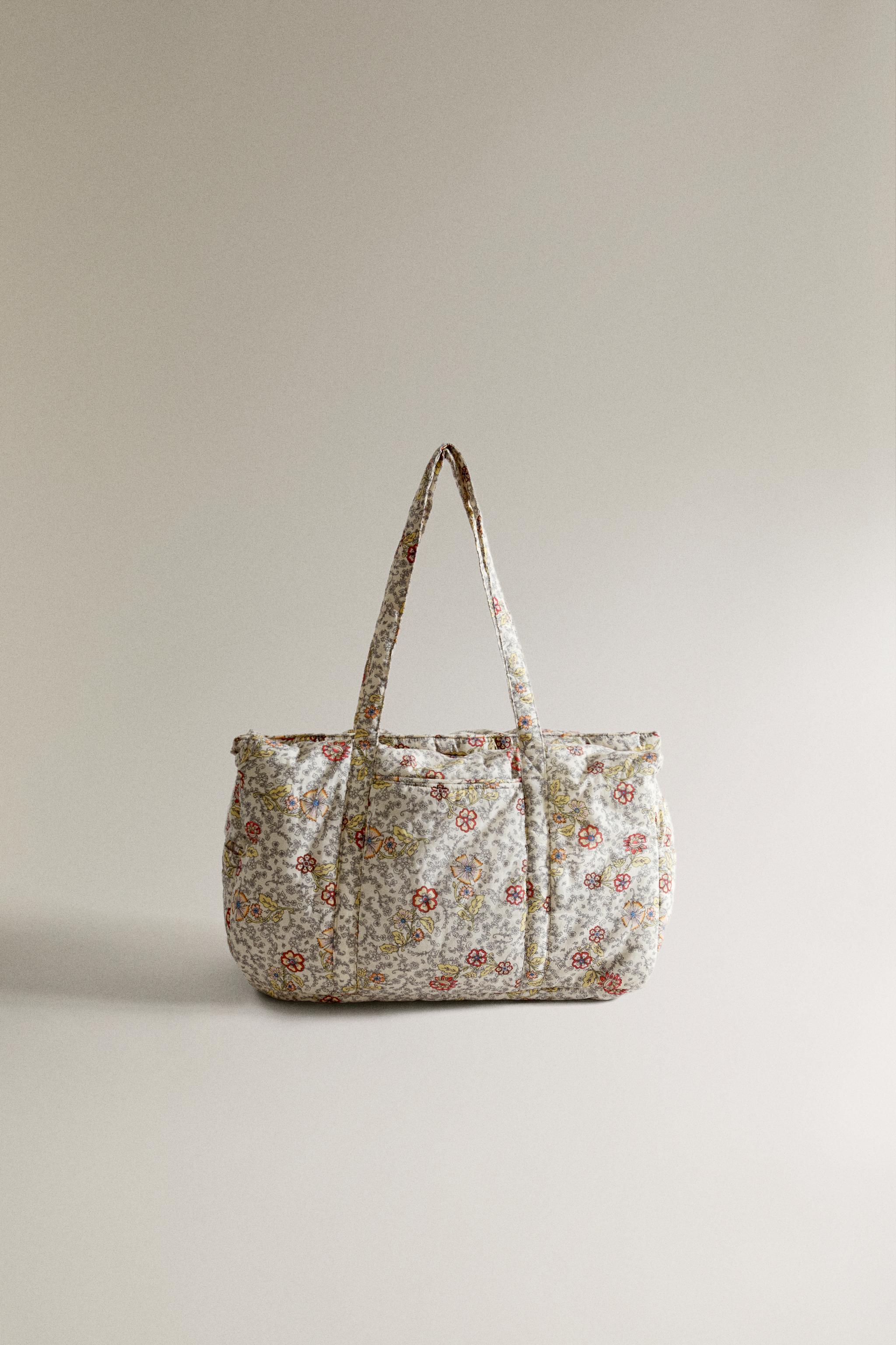 houseonthehill Parent Bag （Flower） FLORAL COTTON DIAPER BAG - Light beige | ZARA United States
