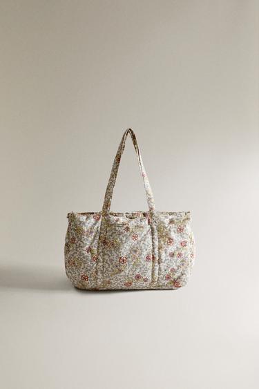 SAC À LANGER EN COTON À FLEURS - Beige clair de Zara