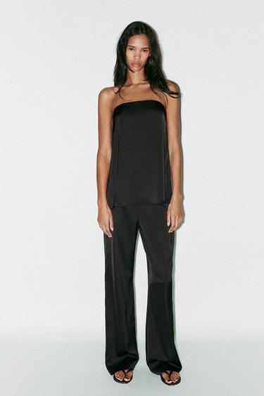 SATIN BANDEAU TOP - Black by Zara - Image 0