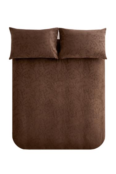 Zara COTTON AND LINEN DUVET COVER - Brown